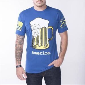 Grunt Style AMERICA Blue Beer Flag Tee Size XXL